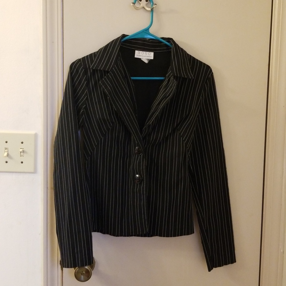 Black and white striped blazer